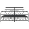 Cadre de lit métal sans matelas avec pied de lit noir 193x203cm 