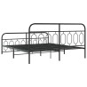 Cadre de lit métal sans matelas avec pied de lit noir 193x203cm 