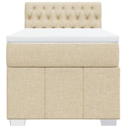 Sommier à lattes de lit et matelas Crème 90x190 cm Tissu 