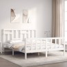Cadre de lit sans matelas blanc bois de pin massif 