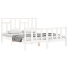Cadre de lit sans matelas blanc bois de pin massif 