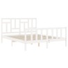 Cadre de lit sans matelas blanc bois de pin massif 