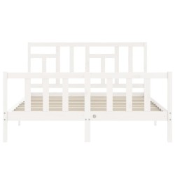 Cadre de lit sans matelas blanc bois de pin massif 