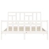 Cadre de lit sans matelas blanc bois de pin massif 