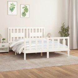 Cadre de lit sans matelas blanc bois de pin massif 160x200 cm 
