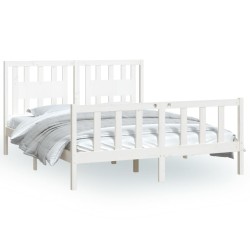 Cadre de lit sans matelas blanc bois de pin massif 160x200 cm 