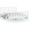 Cadre de lit sans matelas blanc bois de pin massif 160x200 cm 