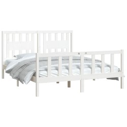Cadre de lit sans matelas blanc bois de pin massif 160x200 cm 