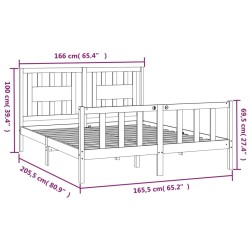 Cadre de lit sans matelas blanc bois de pin massif 160x200 cm 