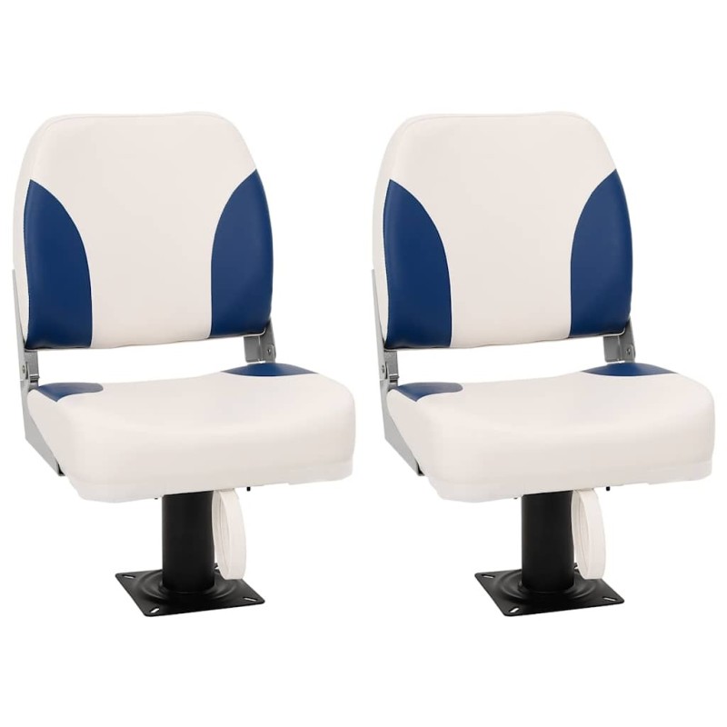 Ensemble de sièges de bateau pliables 4 pcs bleu et blanc 