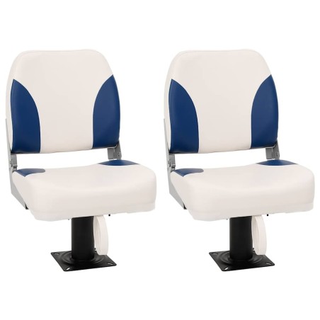 Ensemble de sièges de bateau pliables 4 pcs bleu et blanc 