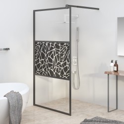 Paroi de douche 115x195 cm Verre ESG avec design de pierre Noir 