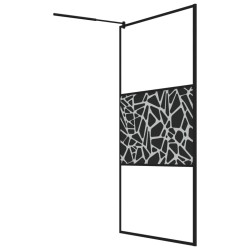 Paroi de douche 115x195 cm Verre ESG avec design de pierre Noir 