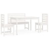Ensemble à manger de jardin 4 pcs blanc bois massif de pin 