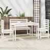 Ensemble à manger de jardin 4 pcs blanc bois massif de pin 