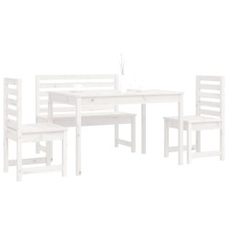 Ensemble à manger de jardin 4 pcs blanc bois massif de pin 
