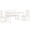 Ensemble à manger de jardin 4 pcs blanc bois massif de pin 