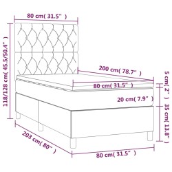 Sommier à lattes de lit et matelas Rose 80x200 cm Velours 