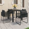 Ensemble à manger de jardin 5 pcs PVC résine tressée noir 
