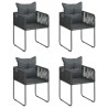 Ensemble à manger de jardin 5 pcs PVC résine tressée noir 
