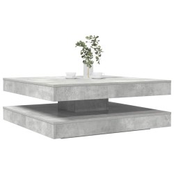 Table basse rotative à 360 degrés gris béton 90x90x34,5 cm 