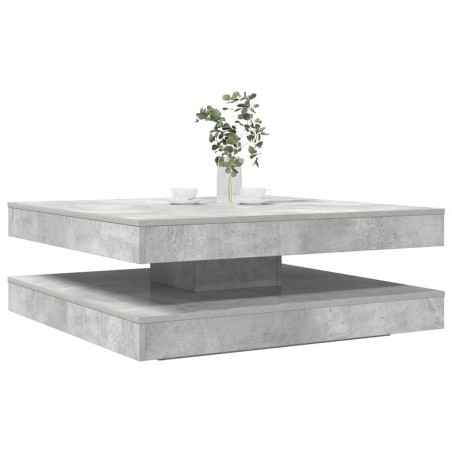 Table basse rotative à 360 degrés gris béton 90x90x34,5 cm 