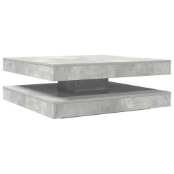 Table basse rotative à 360 degrés gris béton 90x90x34,5 cm 