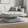Table basse rotative à 360 degrés gris béton 90x90x34,5 cm 