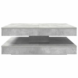 Table basse rotative à 360 degrés gris béton 90x90x34,5 cm 