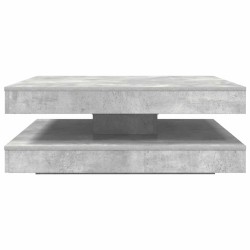Table basse rotative à 360 degrés gris béton 90x90x34,5 cm 