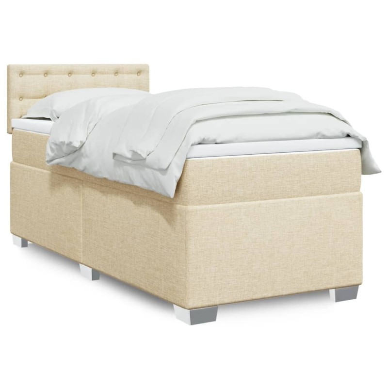 Sommier à lattes de lit et matelas Crème 90x190 cm Tissu 