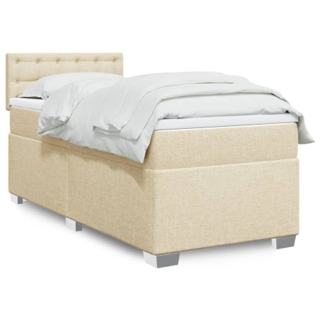 Sommier à lattes de lit et matelas Crème 90x190 cm Tissu 