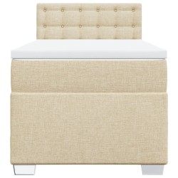 Sommier à lattes de lit et matelas Crème 90x190 cm Tissu 