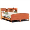 Lit bibliothèque sans matelas cire marron 200x200 cm pin massif 