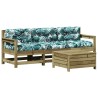 Salon de jardin 4 pcs avec coussins bois de pin imprégné 