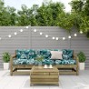 Salon de jardin 4 pcs avec coussins bois de pin imprégné 