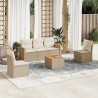Salon de jardin avec coussins 6 pcs beige résine tressée 