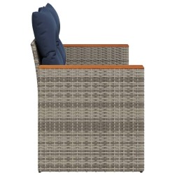 Canapé de jardin avec coussins 2 places en résine tressée grise 