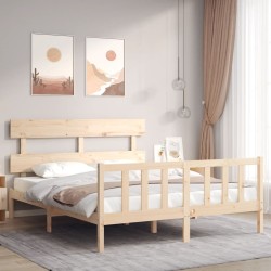 Cadre de lit sans matelas bois de pin massif 