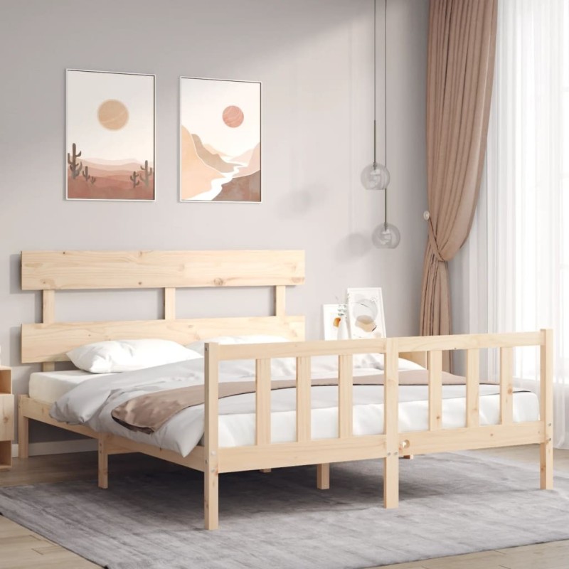 Cadre de lit sans matelas bois de pin massif 