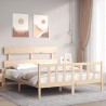 Cadre de lit sans matelas bois de pin massif 
