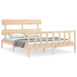 Cadre de lit sans matelas bois de pin massif 
