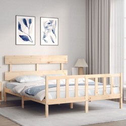 Cadre de lit sans matelas bois de pin massif 