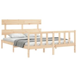 Cadre de lit sans matelas bois de pin massif 