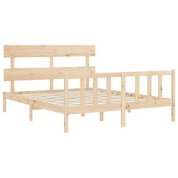 Cadre de lit sans matelas bois de pin massif 