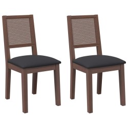 Chaises à manger coussins 2 pcs marron bois massif caoutchouc 