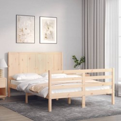 Cadre de lit sans matelas 140x190 cm bois massif 