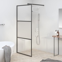 Paroi de douche 90x195 cm Verre ESG demi-dépoli Noir 