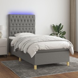 Sommier à lattes de lit et matelas et LED Gris foncé 80x200cm 