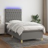 Sommier à lattes de lit et matelas et LED Gris foncé 80x200cm 